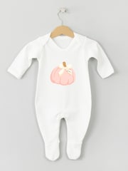 Personalised Pumpkin Halloween Sleepsuit by Koko Blossom - Image 1 of 2