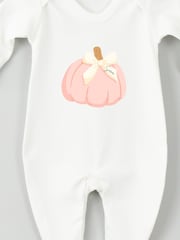 Personalised Pumpkin Halloween Sleepsuit by Koko Blossom - Image 2 of 2