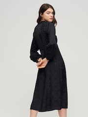 Superdry Black Lace Trim Midi Dress - Image 1 of 6