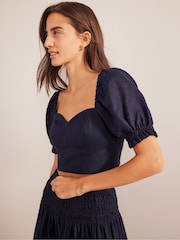 Boden Blue Sweetheart Linen Top - Image 3 of 5