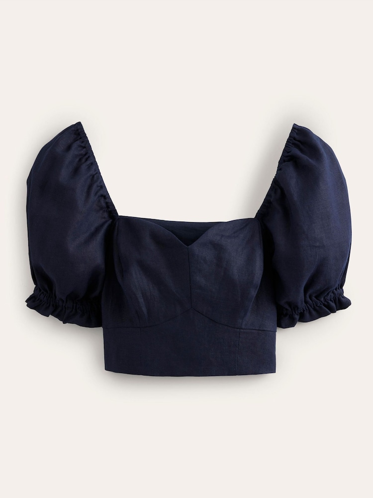 Boden Blue Sweetheart Linen Top - Image 5 of 5