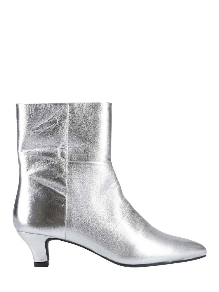 Hush Puppies Silver Nahla Kitten Heel Boots - Image 1 of 4 Hush Puppies Silver Nahla Kitten Heel Boots - Image 1 of 4