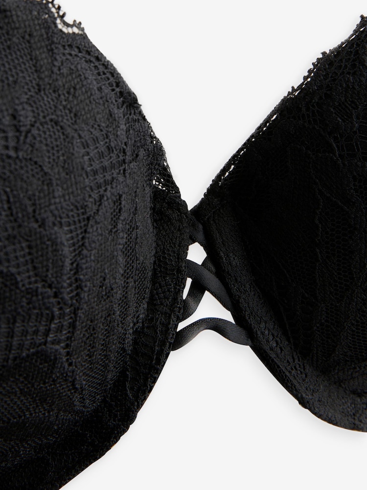 Black Super Push Up DD+ Floral Lace Bra - Image 7 of 7
