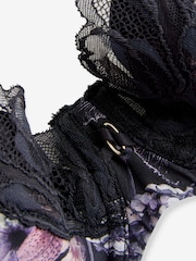Noir - Floral Imprimé &Dentelle Soutien-gorge balconnet AE - Image 6 de 7