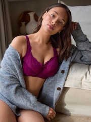 Plum Purple/Teal Blue/Light Pink Total Support Full Cup Lace Ultimate Comfort Bras B-H 3 Pack - Image 3 of 14