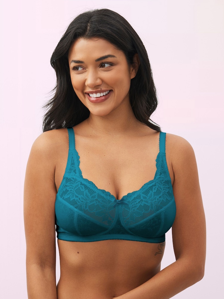 Plum Purple/Teal Blue/Light Pink Total Support Full Cup Lace Ultimate Comfort Bras B-H 3 Pack - Image 7 of 14
