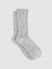 Reiss Ivory Chloe Ribbed Wool Blend Socks - Image 1 of 3