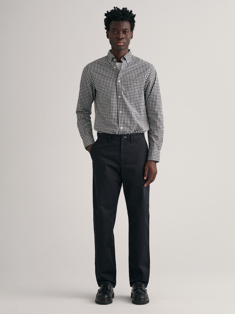 GANT Black Regular Fit Cotton Twill Chino Trousers - Image 1 of 5