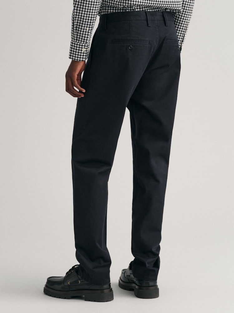 GANT Black Regular Fit Cotton Twill Chino Trousers - Image 2 of 5
