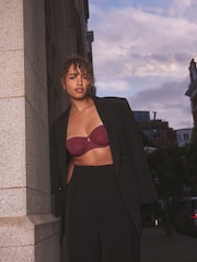 self. Burgundy Red Non Pad Wired Strapless Mesh Bra - Image 2 of 8