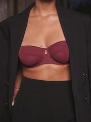 self. Burgundy Red Non Pad Wired Strapless Mesh Bra - Image 3 of 8