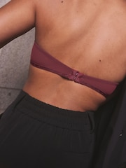 self. Burgundy Red Non Pad Wired Strapless Mesh Bra - Image 4 of 8