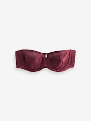 self. Burgundy Red Non Pad Wired Strapless Mesh Bra - Image 6 of 8