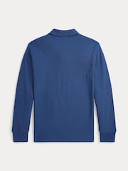 Polo Ralph Lauren Blue Long Sleeve Pique Logo Polo Shirt - Image 2 of 2
