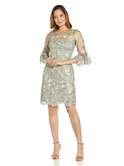 Adrianna Papell Green Embroidered Bell Sleeve Dress - Image 2 of 6