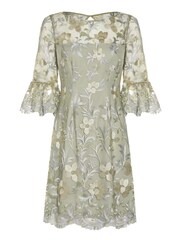 Adrianna Papell Green Embroidered Bell Sleeve Dress - Image 6 of 6