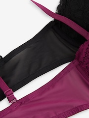 Plum Purple/Black Lace Light Pad Strapless Multiway Bras 2 Pack A-E - Image 14 of 14