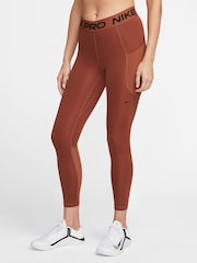 Nike Orange Pro Dri-FIT 365 Mid-Rise 7/8 Leggings with Pockets - Image 1 of 3