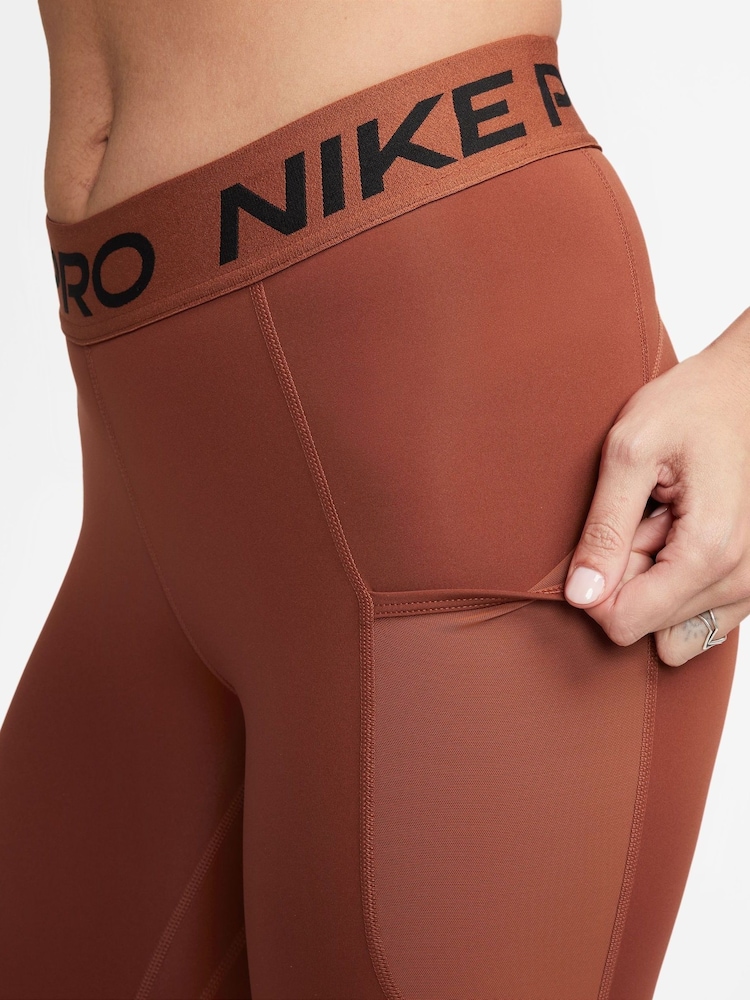 Nike Orange Pro Dri-FIT 365 Mid-Rise 7/8 Leggings with Pockets - Image 3 of 3