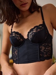 Black Lace Longline Bustier Bra A-E - Image 2 of 4