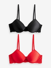 Red/Black Push Up Pad Plunge Smoothing T-Shirt Bras 2 Pack A-E - Image 8 of 12