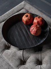 Libra Interiors Black Herringbone Graphite Round Platter - Image 1 of 4