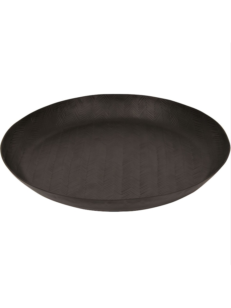 Libra Interiors Black Herringbone Graphite Round Platter - Image 2 of 4