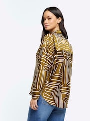 River Island Green Oversized Abstract Shirt - Image 2 of 6
