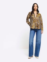 River Island Green Oversized Abstract Shirt - Image 4 of 6