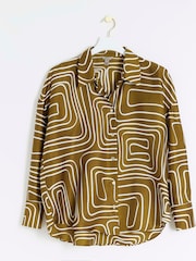 River Island Green Oversized Abstract Shirt - Image 5 of 6