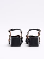River Island Black Chain Block Heeled Slingback Shoes - Image 3 of 4