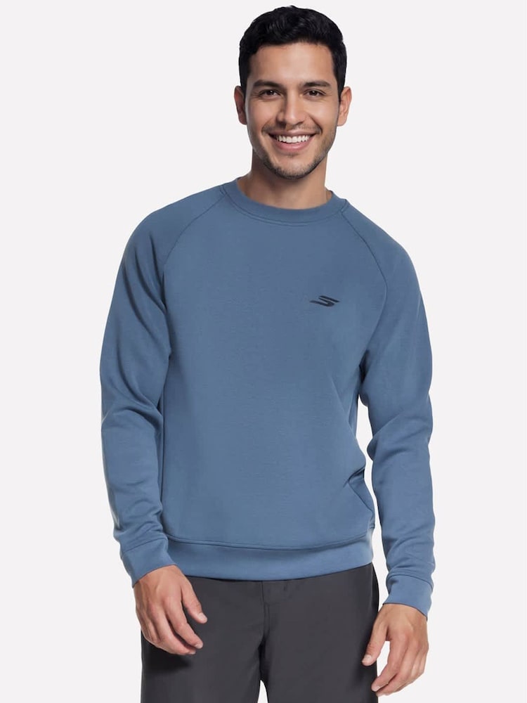 Skechers Blue Cosy Luxe Elevate Crew Neck Sweat Top - Image 1 of 2 Skechers Blue Cosy Luxe Elevate Crew Neck Sweat Top - Image 1 of 2