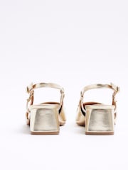 River Island Gold Chain Block Heeled Slingback Shoes - Image 3 of 4