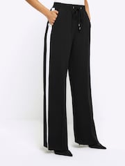 River Island Black Side Stripe Tailored Trousers - Image 1 of 5