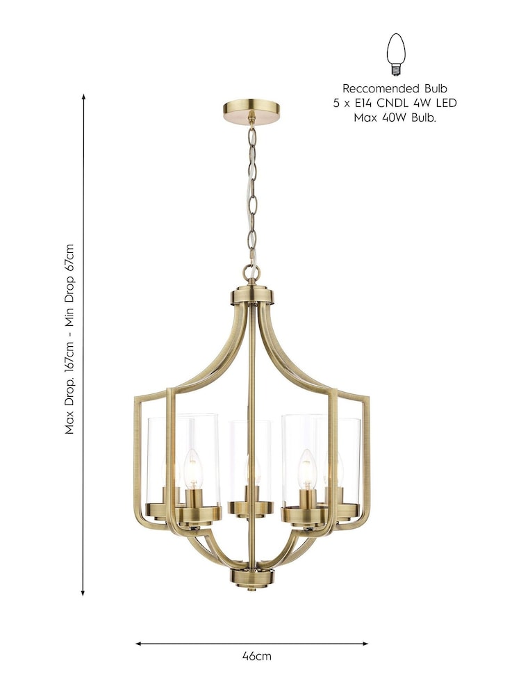 Laura Ashley Brass Joseph Chandelier 5 Light Light - Image 5 of 5