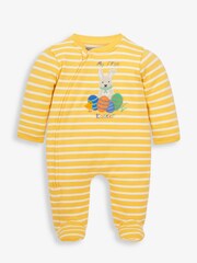 JoJo Maman Bébé Yellow Stripe My First Easter Zip Baby Sleepsuit - Image 1 of 4