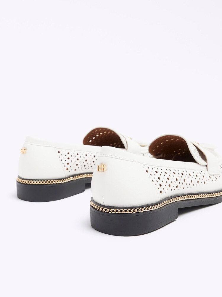 River Island White Laser Cut Tassle Loafers - Image 4 of 4