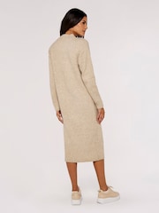 Apricot Cream Chunky Knit High Neck Midi Dress - Image 2 of 4