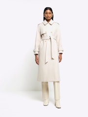 River Island Brown Relaxed Longline Trench Coat - Image 1 of 6