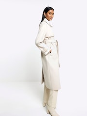River Island Brown Relaxed Longline Trench Coat - Image 4 of 6