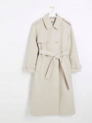 River Island Brown Relaxed Longline Trench Coat - Image 5 of 6