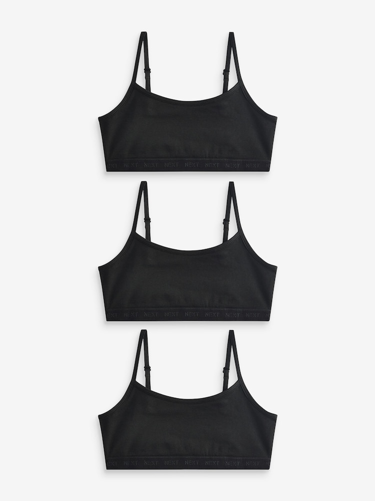 Black Strappy Crop Top 3 Pack (5-16yrs) - Image 1 of 5 Black Strappy Crop Top 3 Pack (5-16yrs) - Image 1 of 5