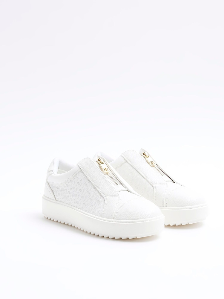 River Island White Slip-Ons Plimsole Trainers - Image 2 of 4 River Island White Slip-Ons Plimsole Trainers - Image 2 of 4