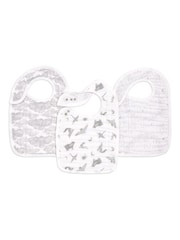 aden + anais White Snap Organic Cotton Muslin Bibs 3 Pack - Image 1 of 3