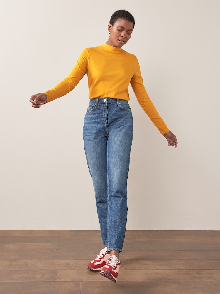 Ochre Yellow High Neck Long Sleeve Top - Image 2 of 6 Ochre Yellow High Neck Long Sleeve Top - Image 2 of 6