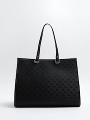 River Island Black Jacquard Monogram Shopper Bag - Image 2 of 4