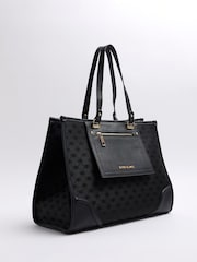 River Island Black Jacquard Monogram Shopper Bag - Image 3 of 4