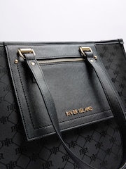 River Island Black Jacquard Monogram Shopper Bag - Image 4 of 4