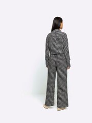 River Island Black Satin Geo Print Pull-On Trousers - Image 2 of 6