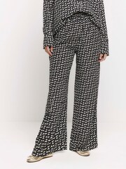 River Island Black Satin Geo Print Pull-On Trousers - Image 3 of 6